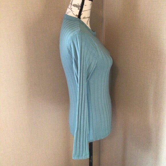 NWT A new day size extra small ribbed long sleeve blouse Teal color - Picture 5 of 8